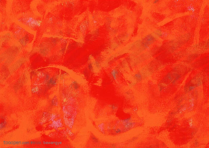 颜料肌理-大红色底色上的橘红色水彩涂抹的肌理效果设计背景图片