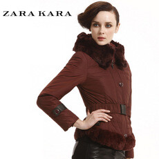 zara kara女装秋装新款2013 白鸭绒毛领羽绒服女正品清仓短款 潮