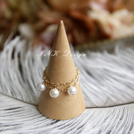 INK独家定制天然淡水珍珠垂挂小珍珠戒指女指环