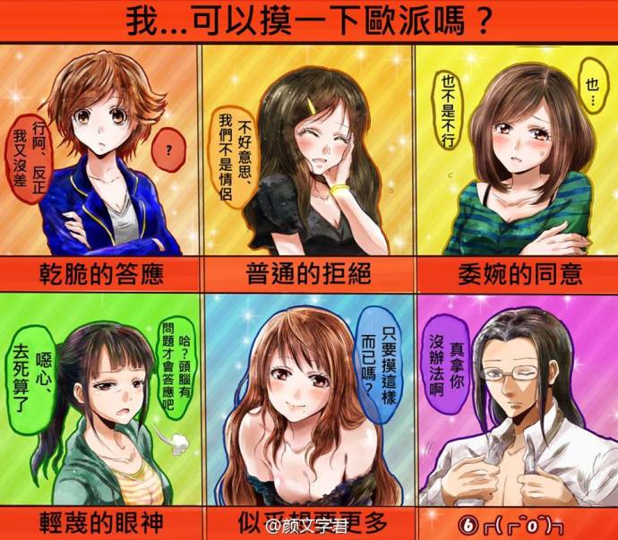听到"我可以摸下欧派吗?"后的各种反应,你萌哪种?