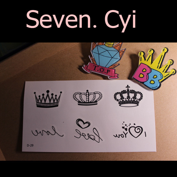 seven cyi 皇冠 文字贴 纹身贴纸 纹身贴