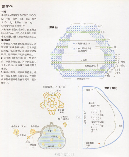 钩针 口金零钱包 图解#口金零钱包,小小圆球装饰下,更萌了