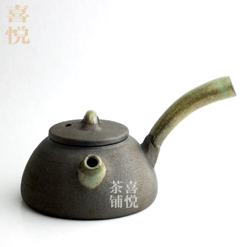 喜悦茶铺日式粗陶茶壶茶具全手工茶壶侧把壶文新窑茶壶听海