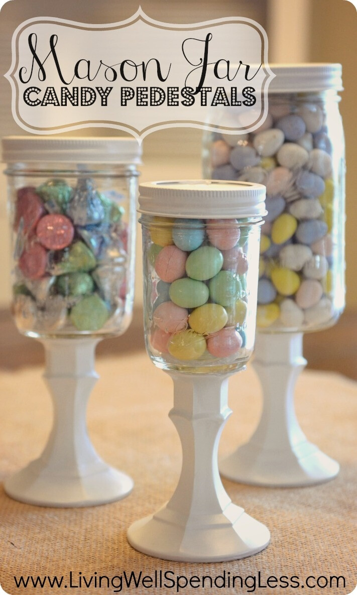 diy mason jar candy pedestals--so cute & super easy (and