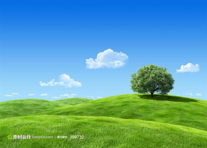 蓝天白云与辽阔的草原创意高清摄影桌面壁纸图片素材