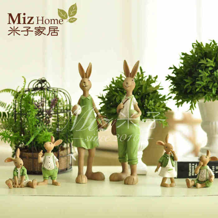 创意工艺礼品礼物家居饰品结婚礼物动物摆件绿色超萌兔子摆设