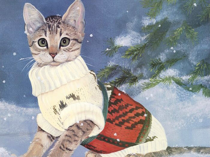 画家笔下的可爱猫咪壁纸 - lyn estall 猫咪插画 - 可爱手绘猫咪图片