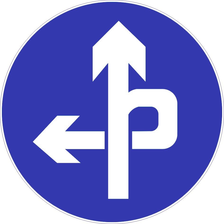 m超强级交通标志牌”立体交叉直行和左转弯行驶“成型标志