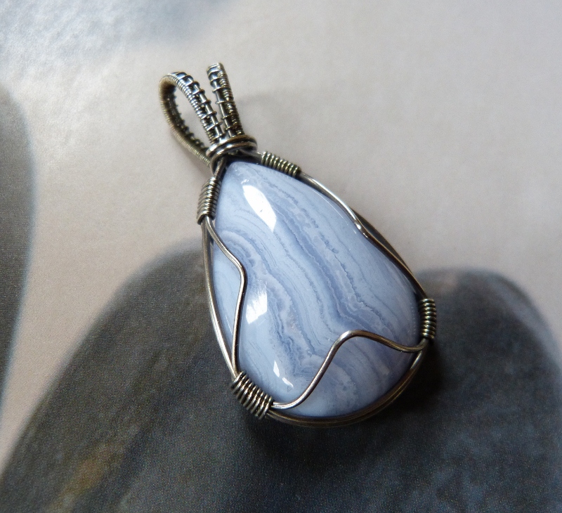 blue lace agate sterling silver necklace by kreagora