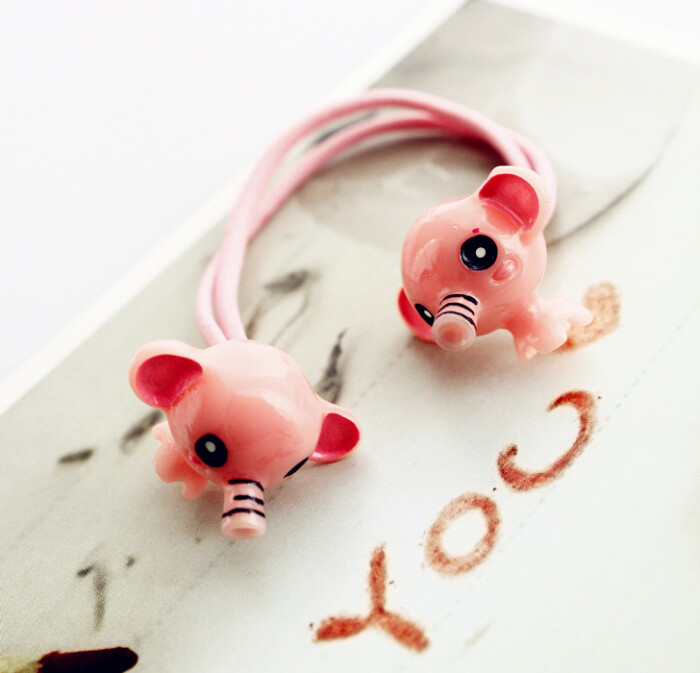 可爱卡通发圈粉色小象发圈发绳