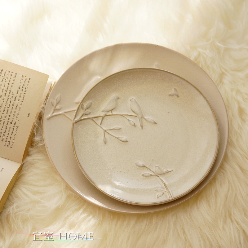 宜室和美 法式乡村陶瓷浮雕小鸟盘子 欧式餐具 盘子 12