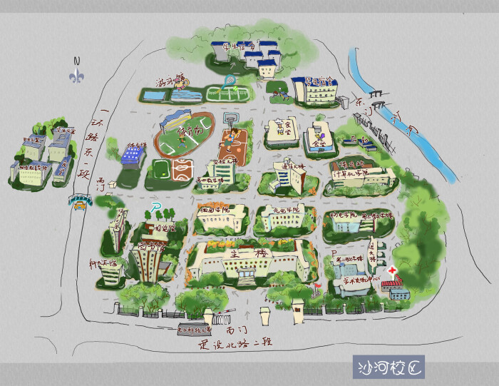 电子科技大学手绘地图