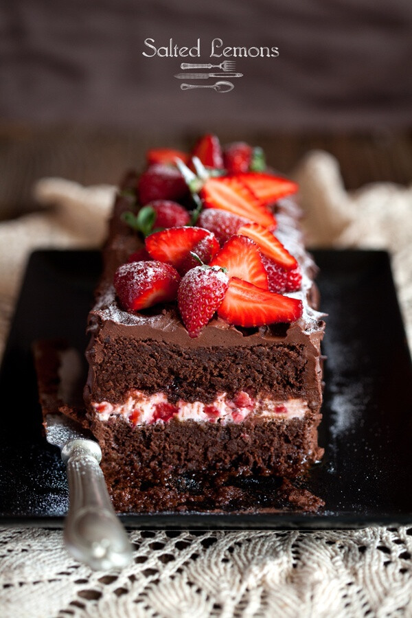 chocolate cake with strawberries | b e r r y*○ | pinterest