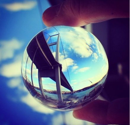 一个非常独特的摄影手法,整个世界美景尽收于一个小小水晶球内.