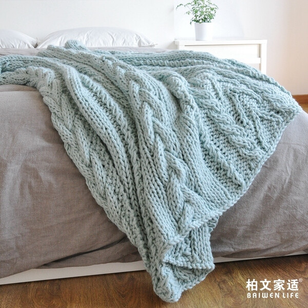 高品质冰岛毛线编织休闲毯毛毯/床尾毯盖毯子装饰多用空调毯 包邮