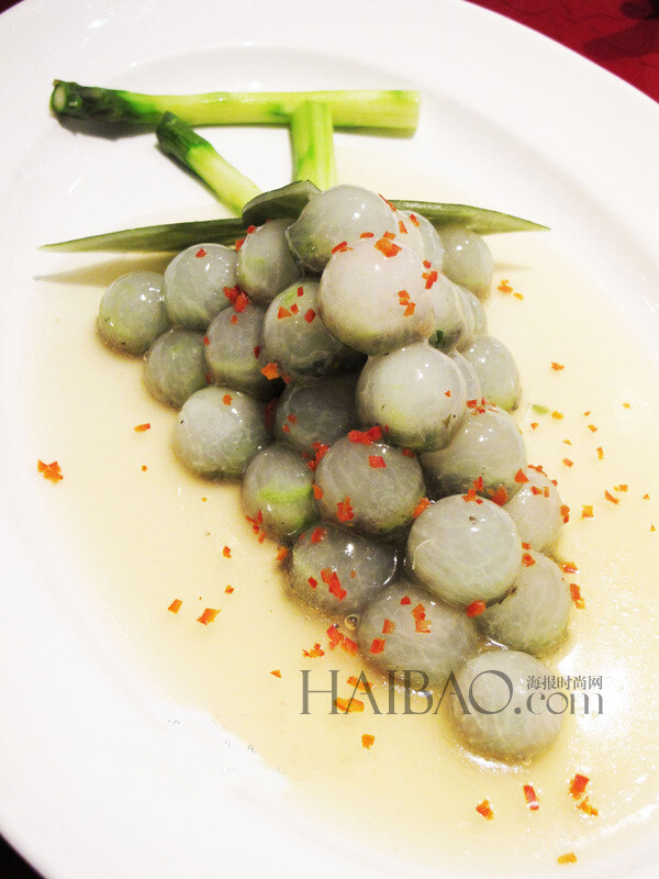 香港米其林一星海景轩餐厅 招牌菜:榄菜玉珠