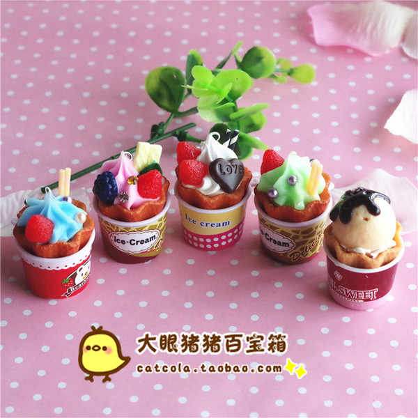幼儿园过家家玩具迷你仿真食物雪糕冰箱贴全套5款--云呢拿雪糕桶