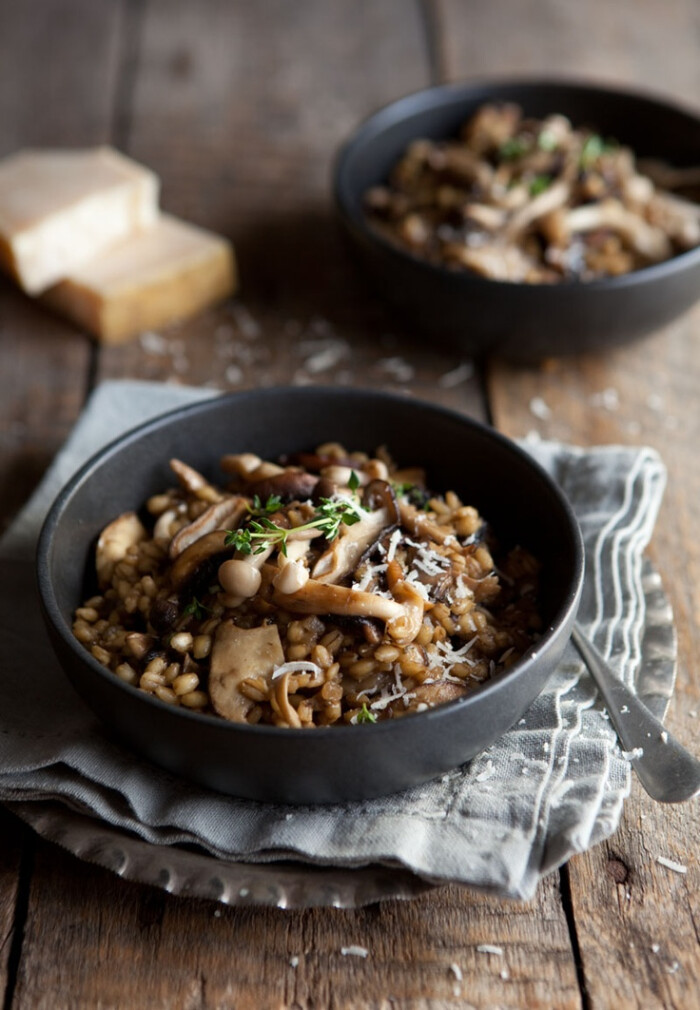 mushroom and barley "risotto" on drizzleanddip.