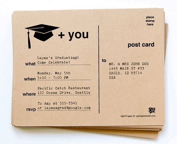 diy printable graduation invitation postcards by girlingear