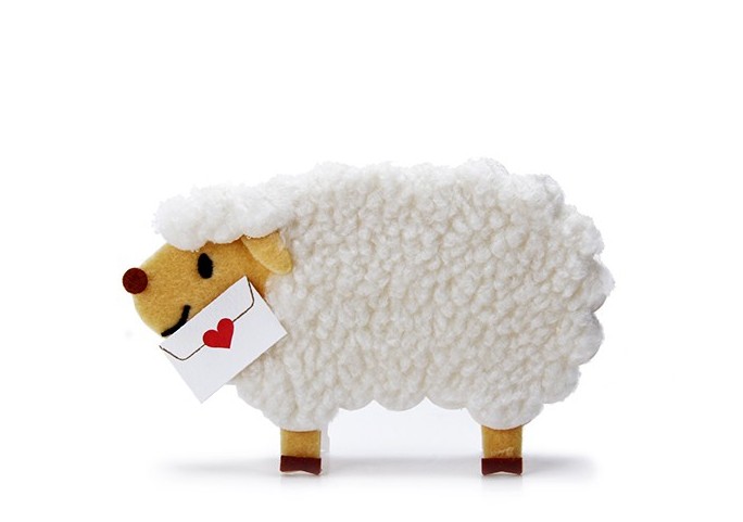 台湾可爱宠物毛绒贺卡白羊生日圣诞节日通用万