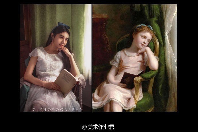 为迎接2014年世界读书日(4月23日)12位北大女生模仿西洋名画拍摄了30