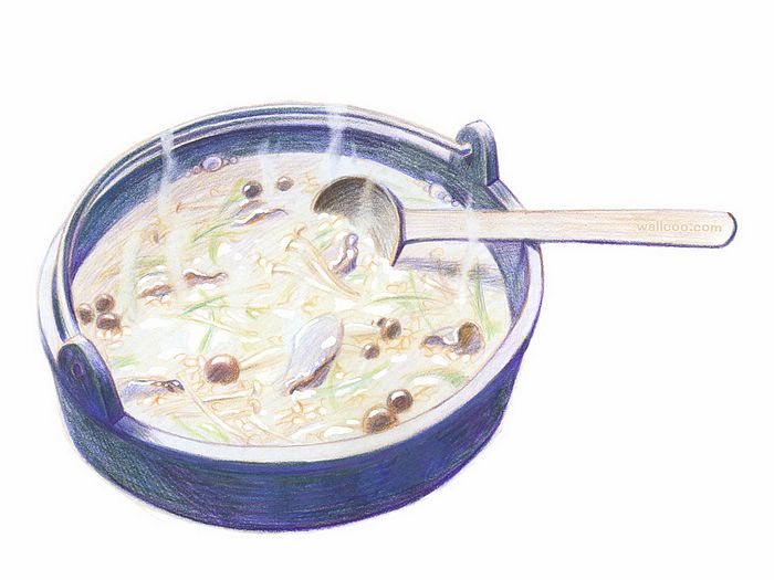 食物彩色铅笔画桌面(二 美食彩色铅笔画桌布-蘑菇汤 color