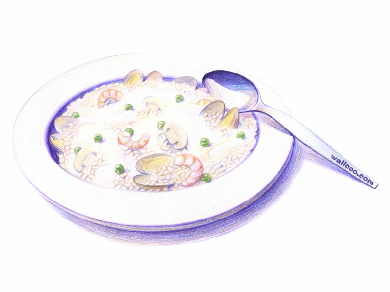 手绘美食壁纸 食物彩色铅笔画 一 彩色铅笔画图片 美食桌面 color