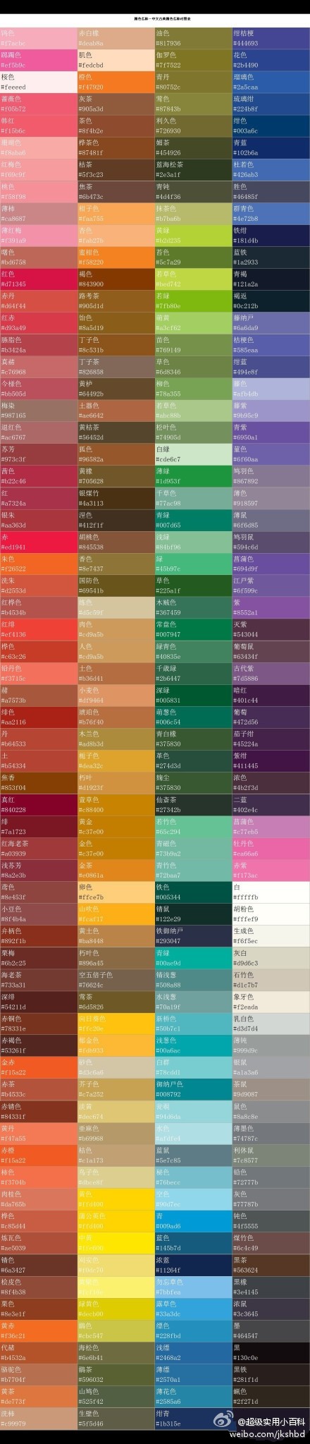 中文古典颜色名称对照表】当你被色彩迷惑时,不妨来看看.