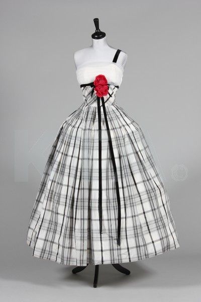 a mandell couture tartan taffeta ball gown, mid 1950"s.