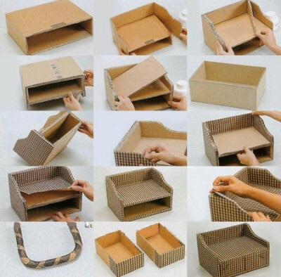 折纸收纳盒教程,废报纸收纳盒和纸箱收纳盒的做法