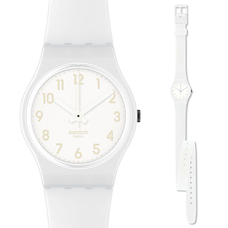 斯沃琪 swatch 手表 情侣 俪媛女表 纯白色 lw134c