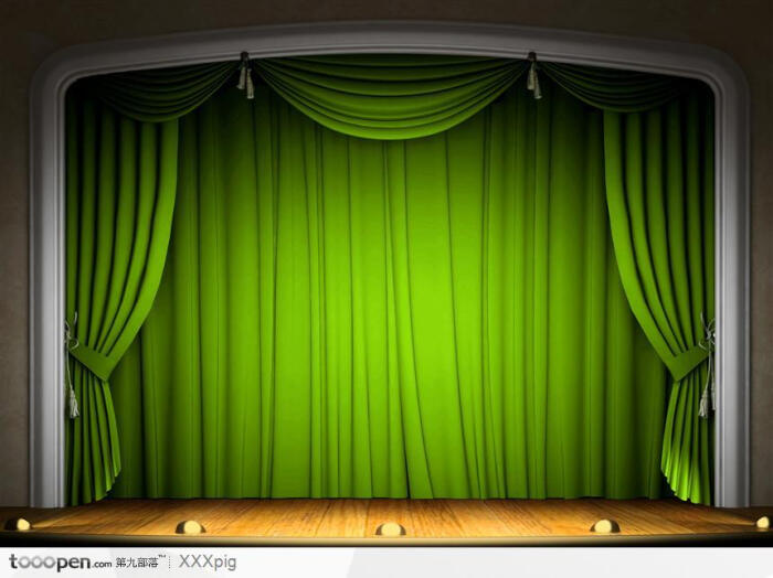 绿色舞台幕布