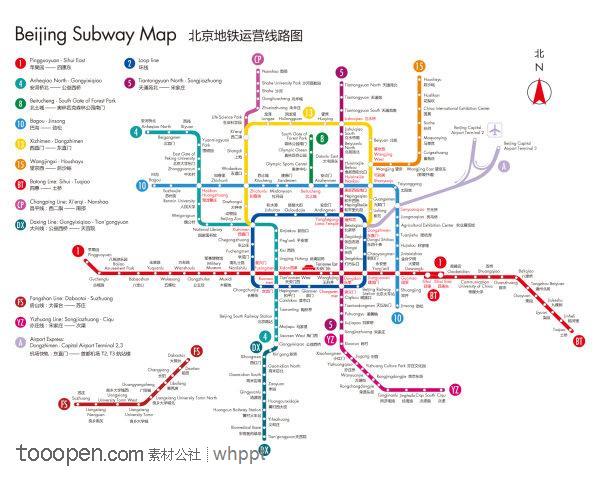 中英文北京地铁线路图2011年版