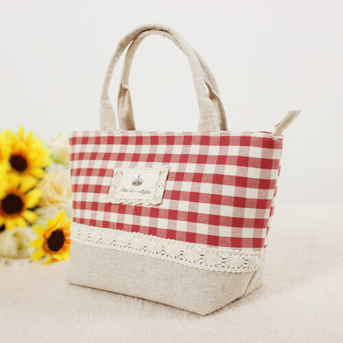 子手提化妆包 蕾丝布艺小收纳包 帆布手提包 手