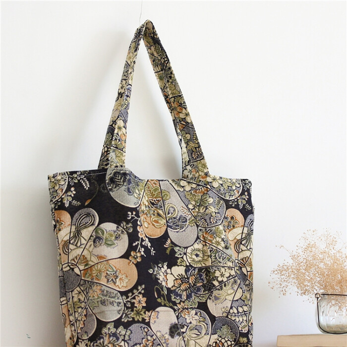 斑马 原创民族风印花棉麻包包大容量单肩包女