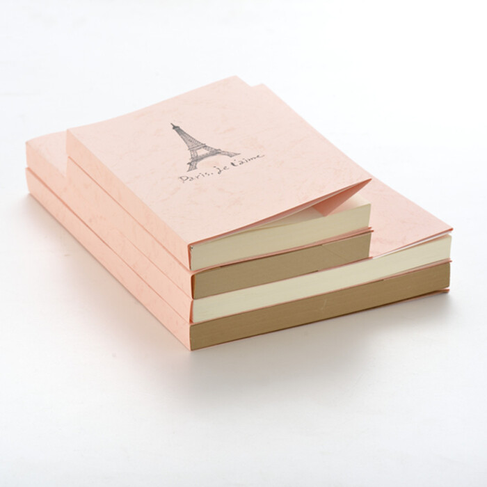 KP线装粉红皮纹纸铁塔封面速写本子空白手绘