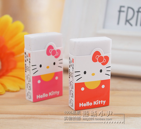 hello kitty 凯迪猫型包装皮 长方形 白色橡皮 橡皮擦