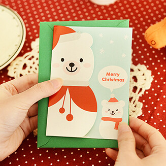 韩国文具 可爱浪漫卡通 圣诞贺卡 新年祝福卡片