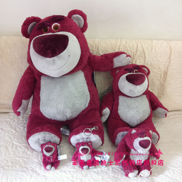 香港迪士尼香味草莓熊牢骚熊抱哥/粉色熊公仔/抱枕/钥匙扣