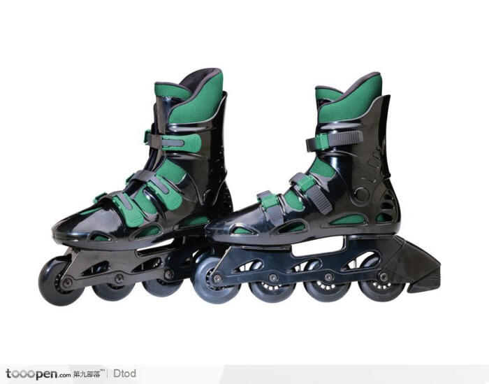 绿色配黑色高跟滑冰鞋