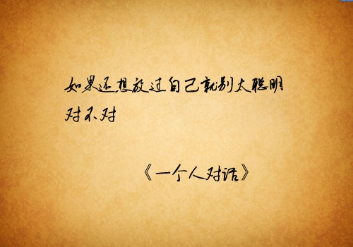 如果还想放过自己,就别太聪明,好不好 — 《一个人对话》 .