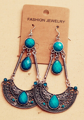 亚风耳环夸张长款女欧美925纯银无耳洞耳夹复