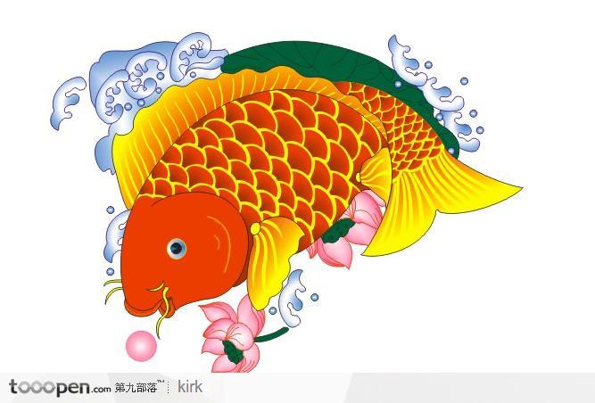 节庆日中国传统鲤鱼绘画矢量