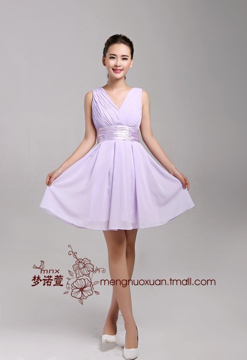 伴娘裙 姐妹裙 伴娘短款浅紫色小礼服演出服5款杭州实体