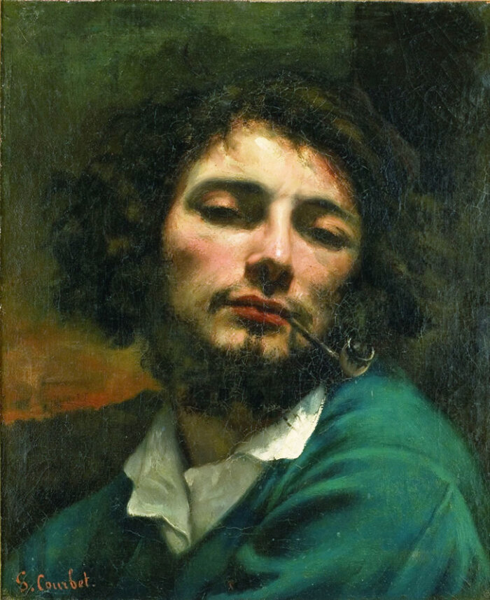 《抽烟斗的人》,法国画家居斯塔夫·库尔贝(1819-1877)作品.