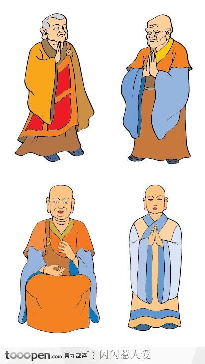 中国风卡通人物-僧人