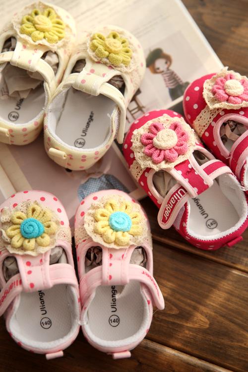 超可爱女宝萌宝婴儿鞋软底鞋学步鞋 蕾丝花朵