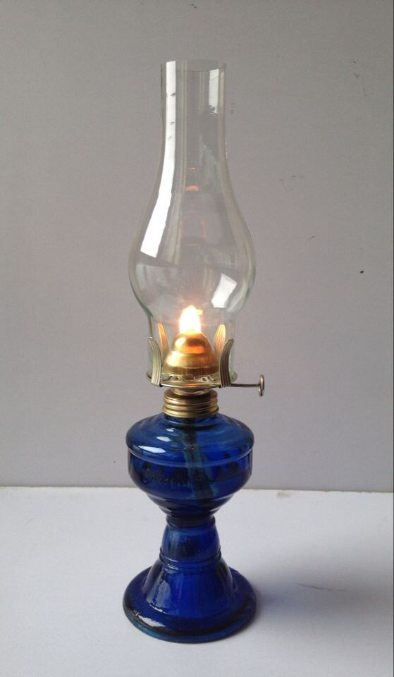 老式玻璃煤油灯,绝品老灯,老式工艺款(蓝色)