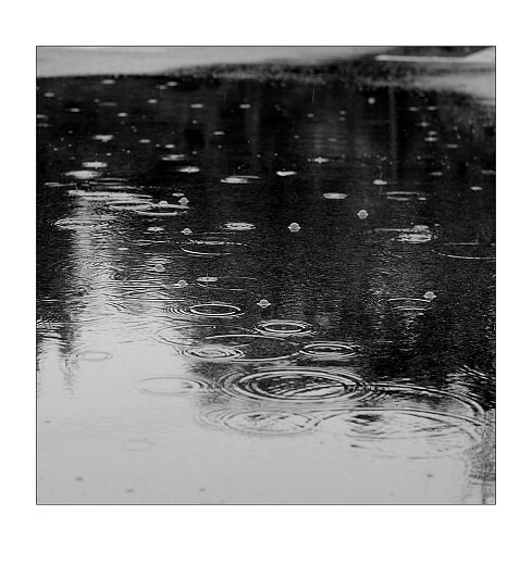 "雨声潺潺,像住在溪边.宁愿天天下雨,以为你是因为下雨不来.