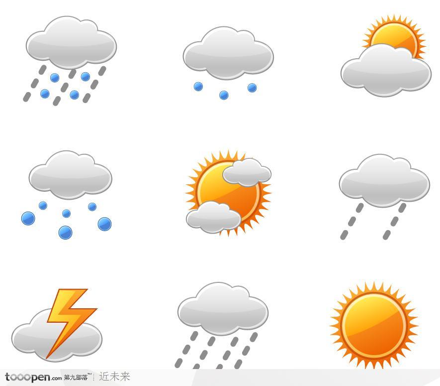 水晶质感天气图标矢量素材